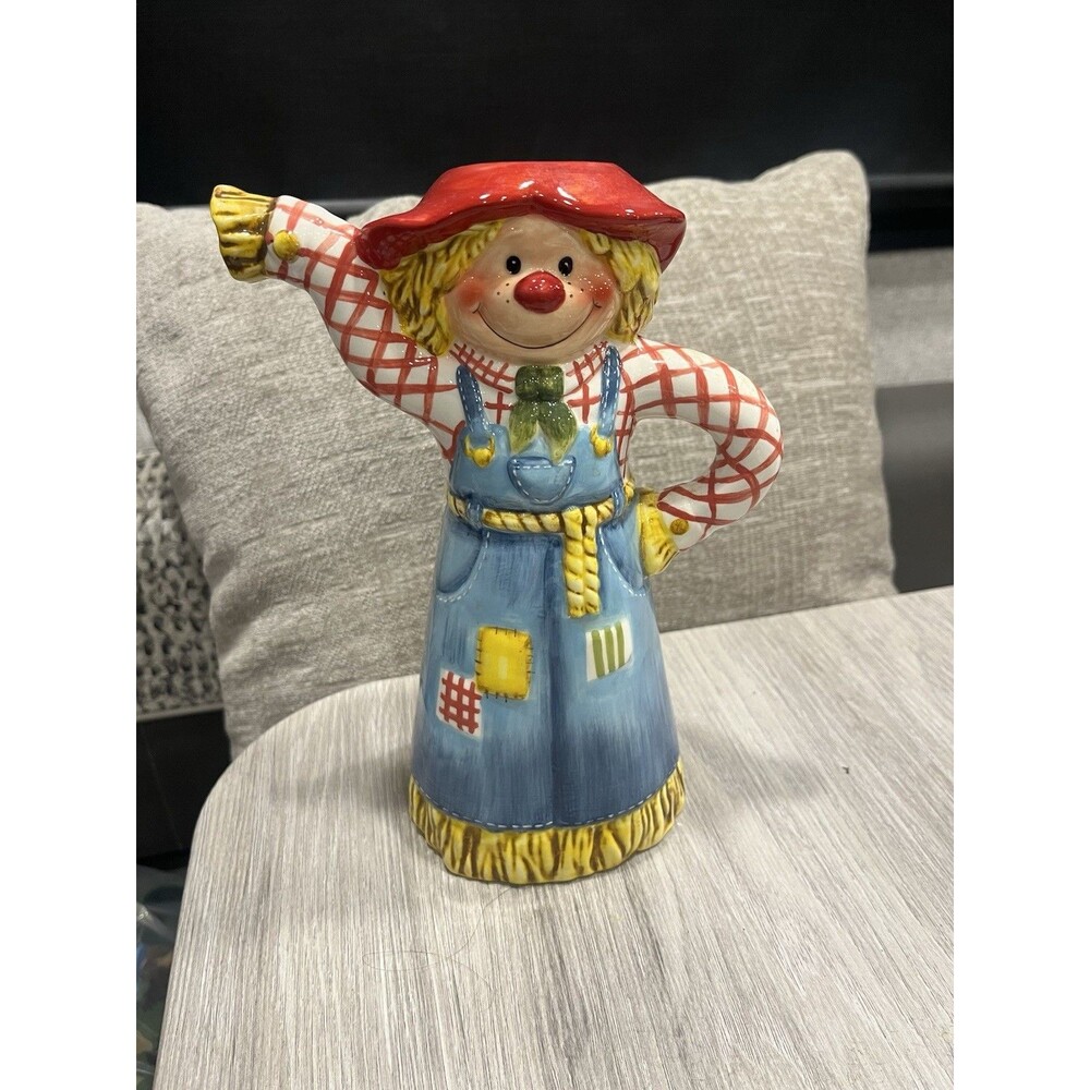 Burton & Burton for FIB Scarecrow Teapot Pitcher Vintage Fall Harvest No Lid